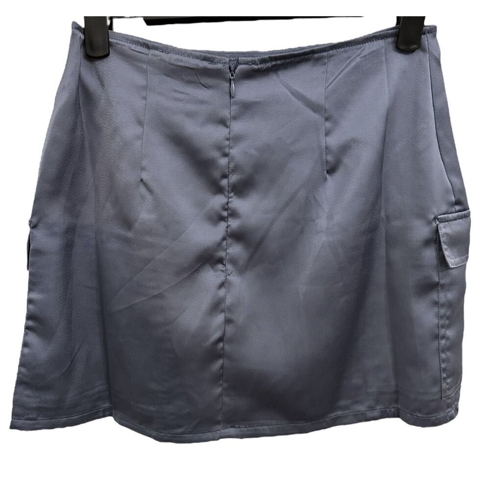NWT Pacsun Satin Mini Skirt Size XS Blue Cargo Pockets Party Date Night - Picture 2 of 6